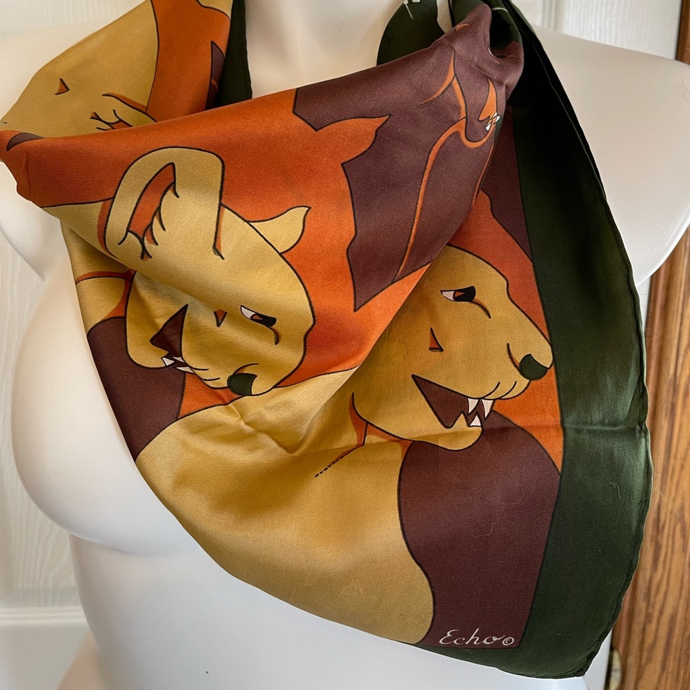 Echo Silk Scarf Animal Cat Panther Print